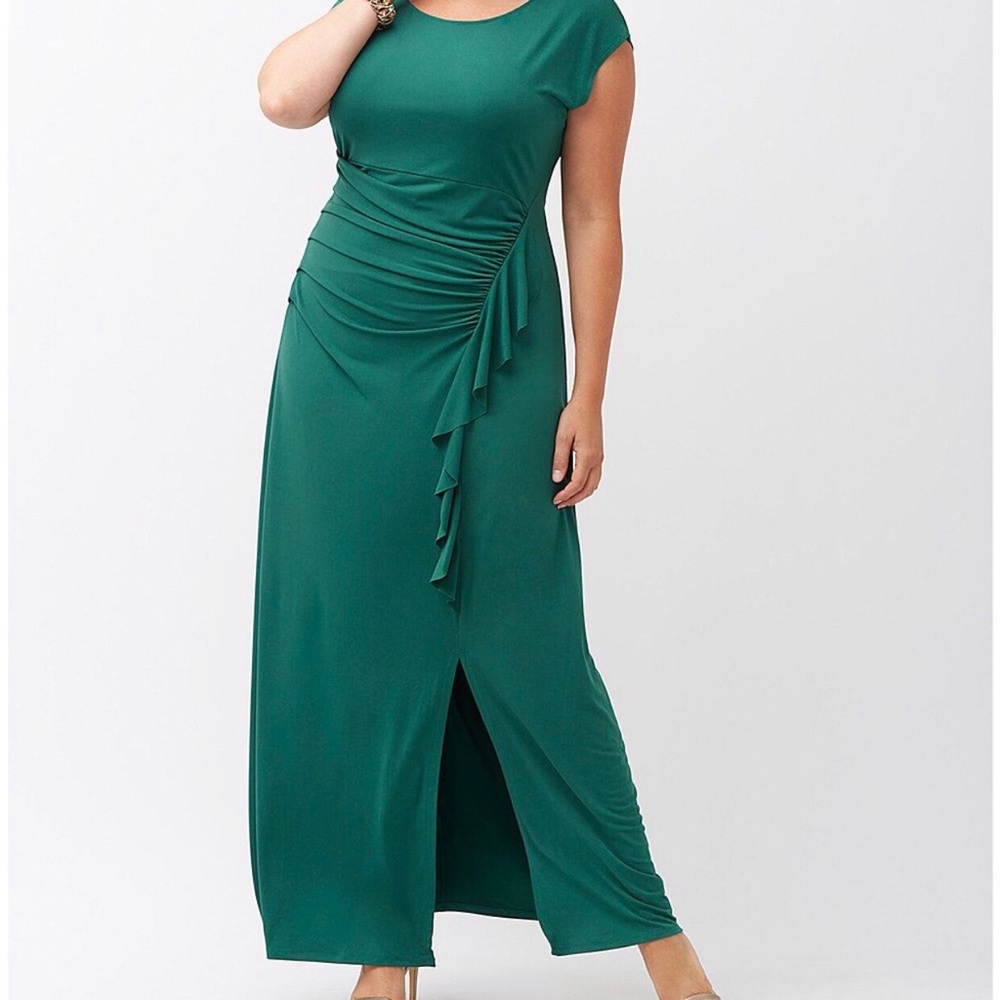 New Lane Bryant Ruffle Maxi Dress Scoop Back - Picture 4 of 9